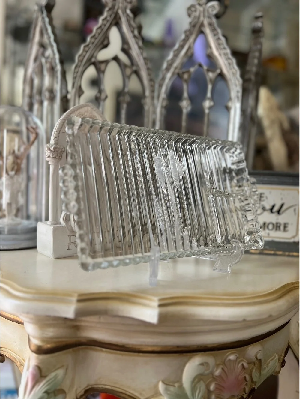 Hazel-Atlas Ball & Rib glass snack tray